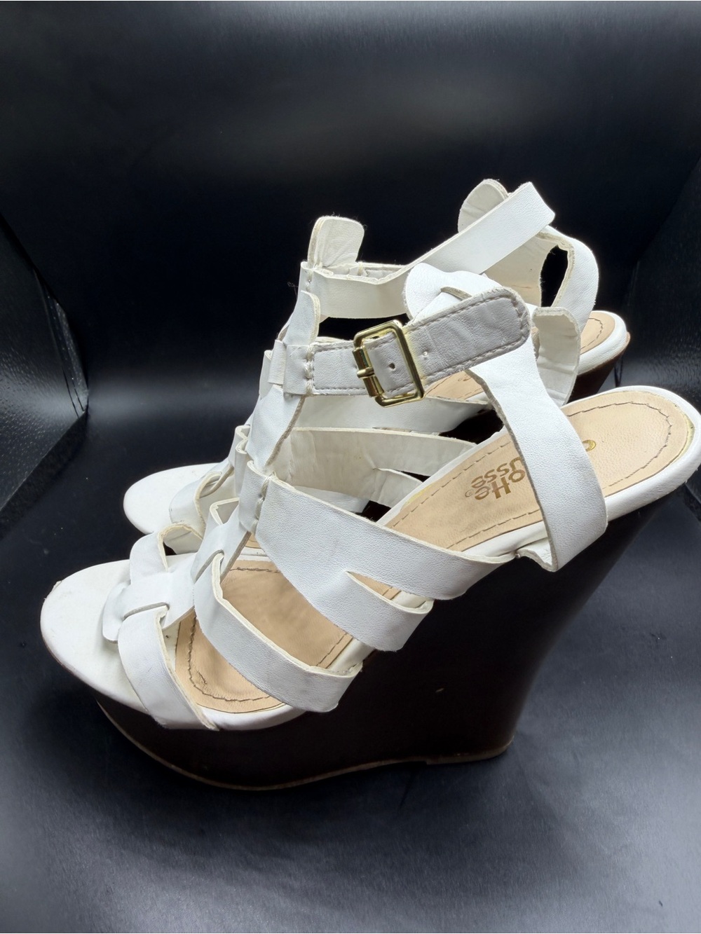 Charlotte Russe White Strappy Wedge Sandals - Unbranded